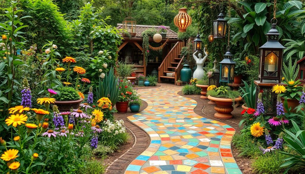 Colorful garden pathway