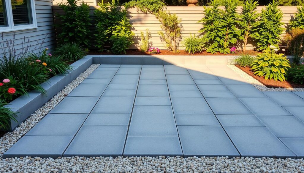 Patio With Pavers and Pea Gravel Patio edging