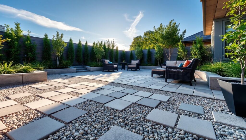 Pavers Pea Gravel patio installation