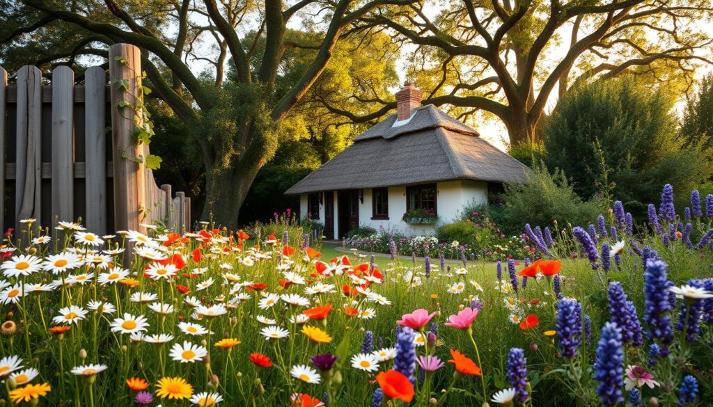 Cottagecore garden with wildflowers