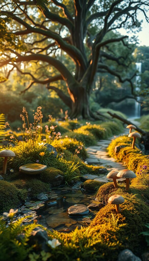 Mini pond in an enchanted garden