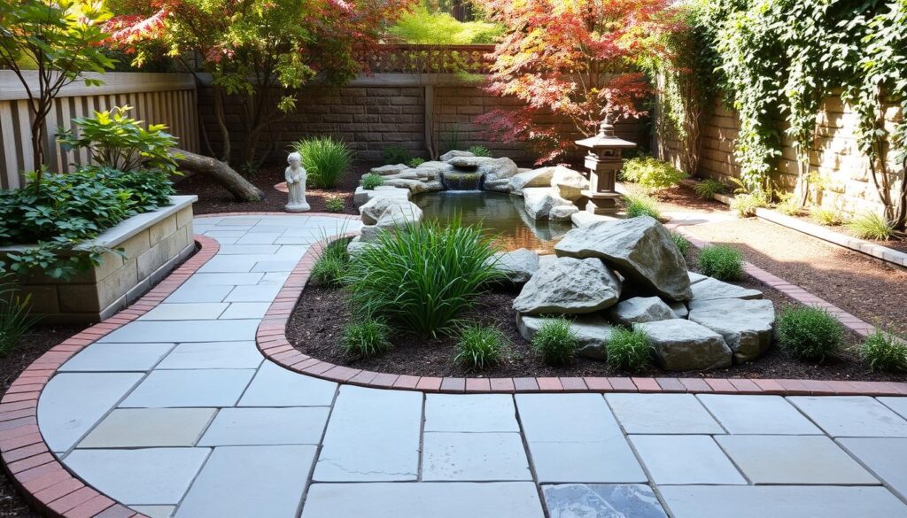 small garden hardscaping elements