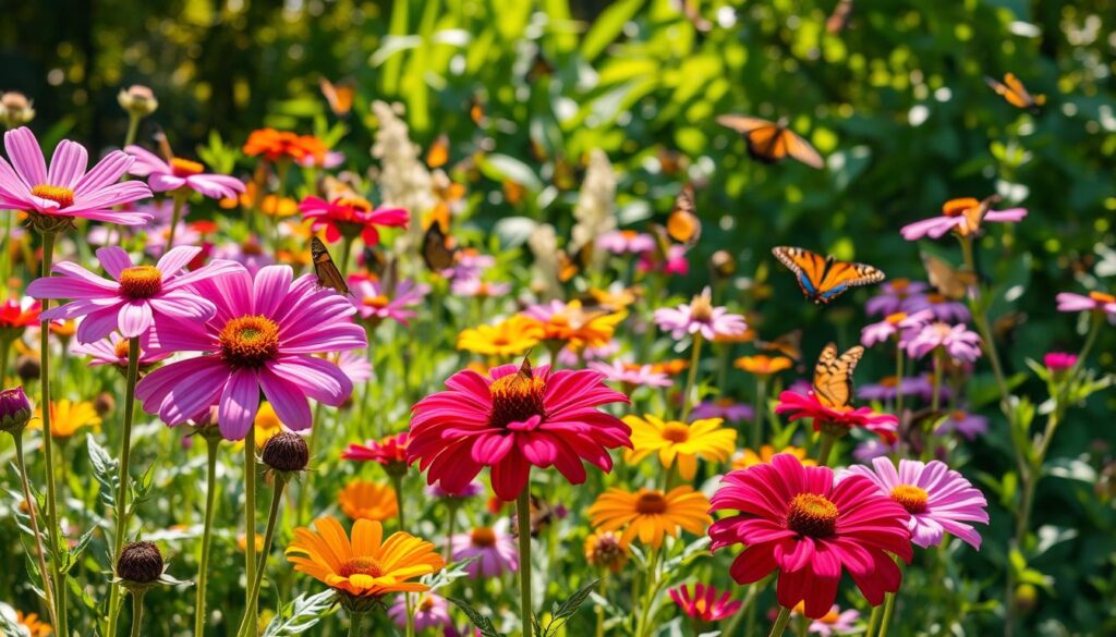 diverse butterfly garden