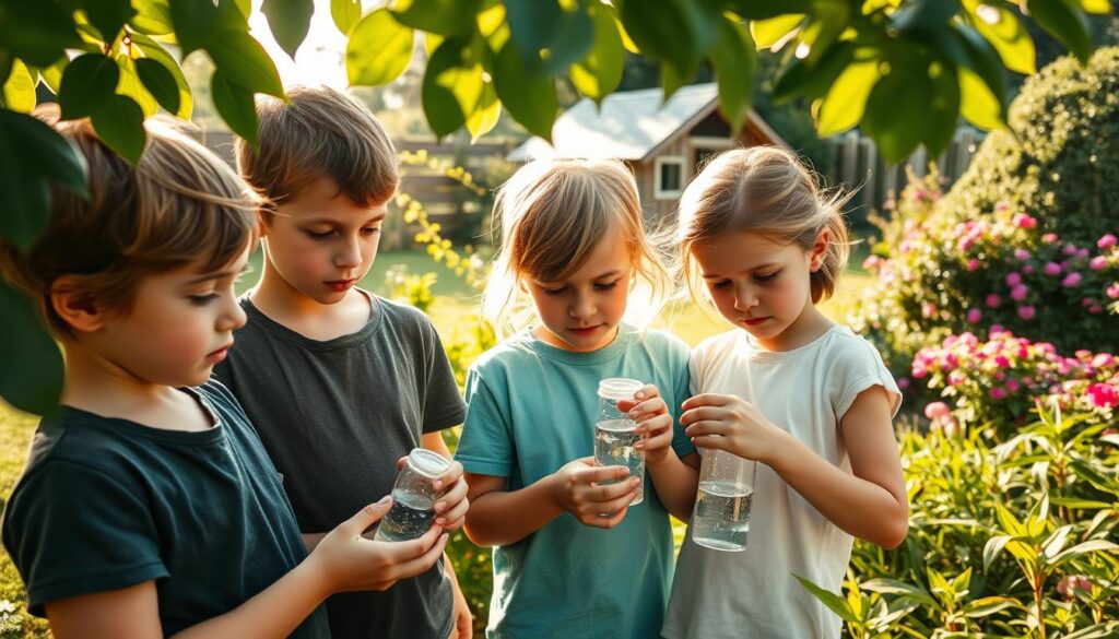 kids measuring rainfall