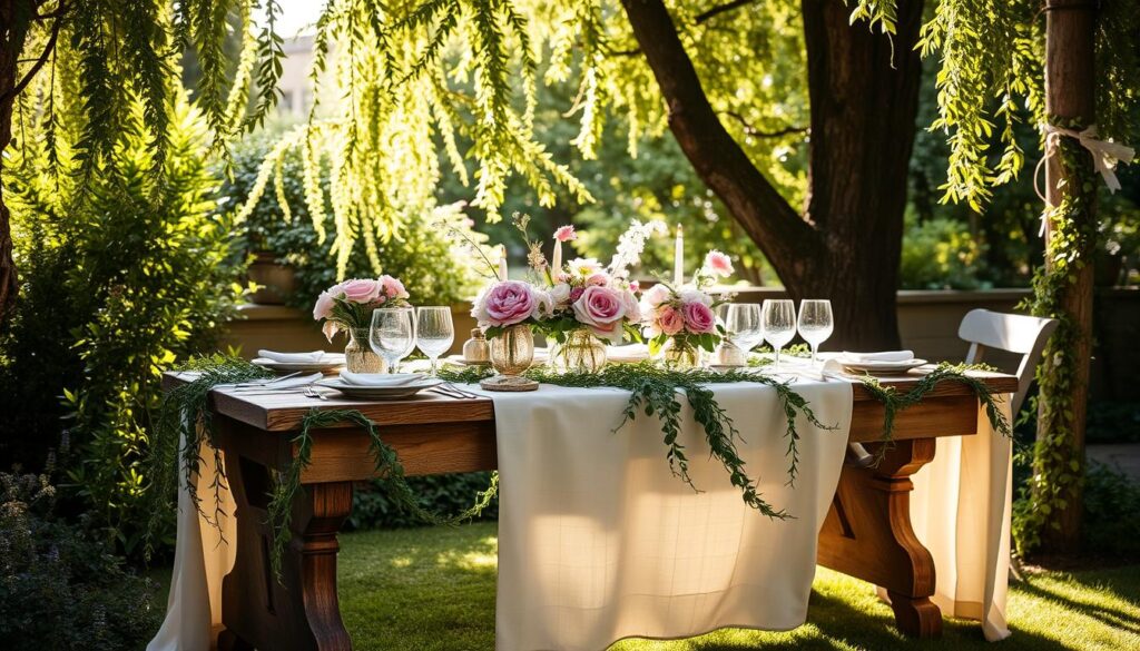 table setting for a garden party celebration